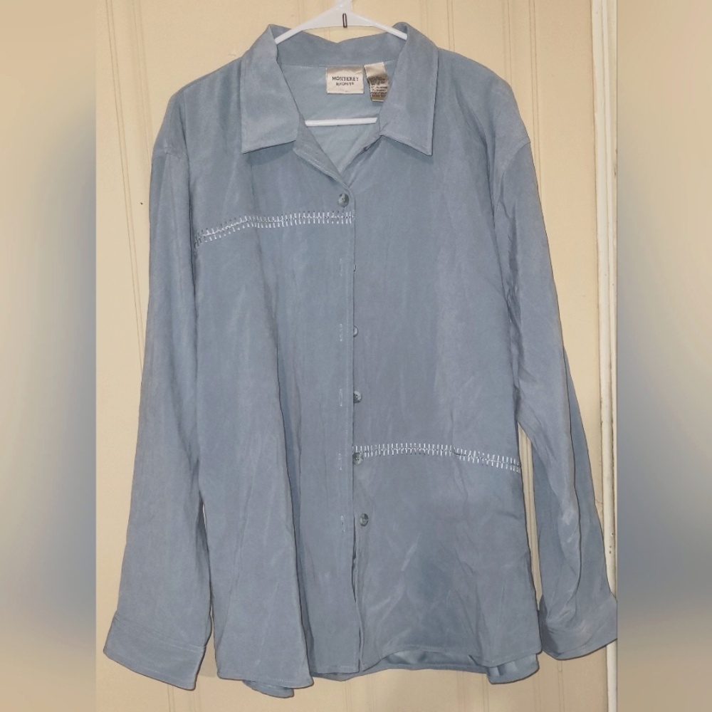 Vintage Blue Button-Up Long Sleeve Top Women's Size 20